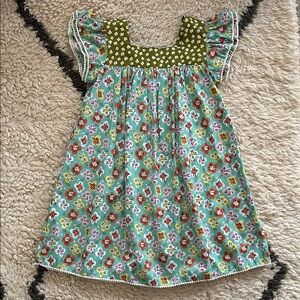 Charming Floral Kids Dress in Green and Blue